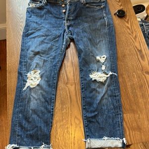 MOTHER scrapper cuff ankle fray- wash: wicked